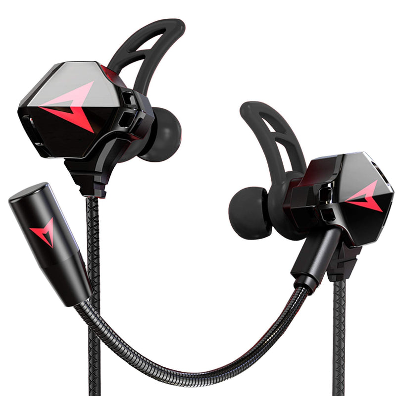 [AUSTRALIA] - KASOTT Battle Buds Pro in-Ear Gaming Headset with Dual Microphone, Mute and Volume Control, Wired Earphones for Mobile Gaming, Nintendo Switch, Xbox One, PS, PC (Black) Black 