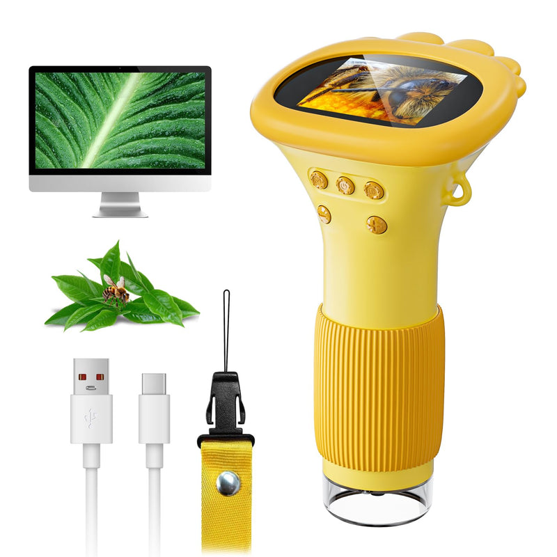 [AUSTRALIA] - Microscope for Kids, SKYBASIC 2" IPS Screen 1000X Handheld Digital Microscopes HD Pocket Portable Mini USB Microscope Camera, PC Compatible, Science Edu Fun Birthday Gifts Toys for Children Students Orange 