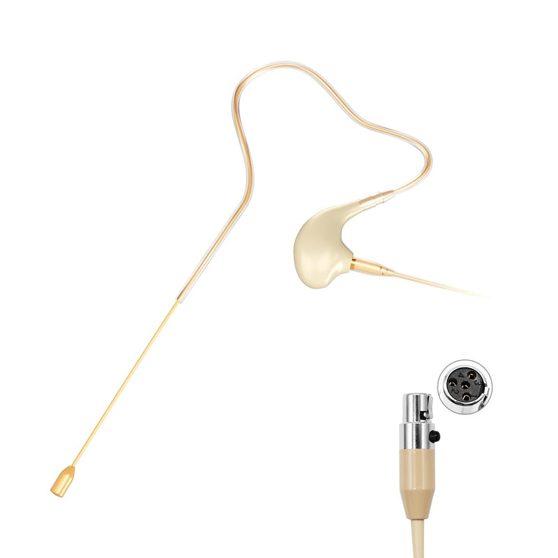 [AUSTRALIA] - KIMAFUN Headset/Headworn Microphone Single Earset Ear-hook Over Ear Hanging Condenser Mic Compatible with Shure Wireless System Bodypack Transmitter, Ideal for Performance, Theater, Lecture - Beige D4 D4 for Shure Wireless System 