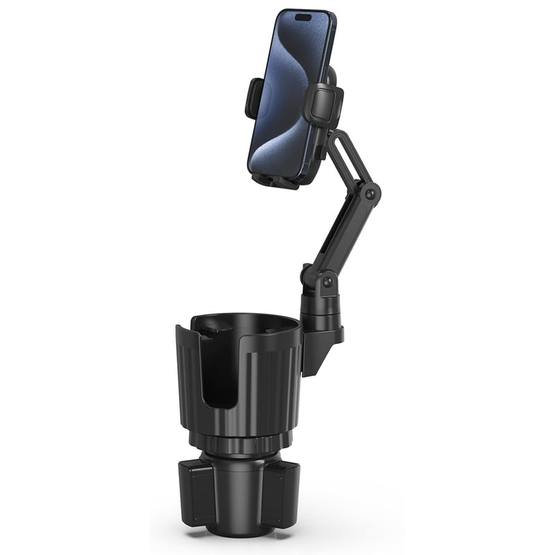 Phone Holders for Your Car, 2 in 1 Universal Stable Cup Car Phone Holder | Adjustable Base with Phone Mount, Hand Free, Long Arm, Non-Slip, 360°Rotation Cup Holder Phone Mount for All Smartphones Black