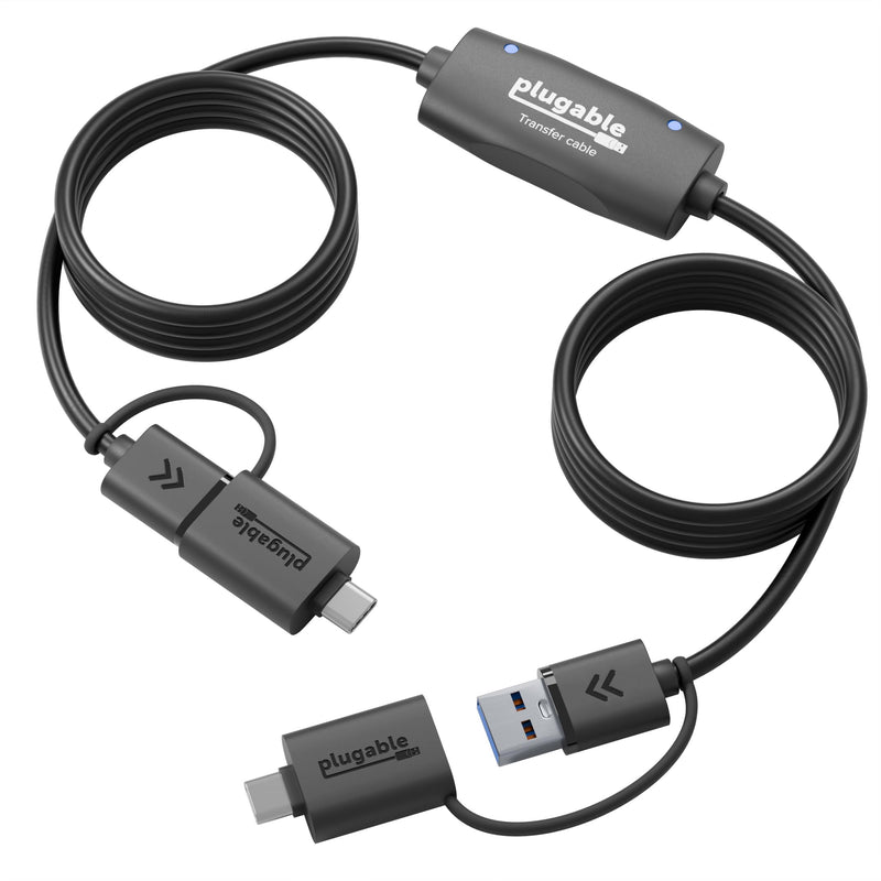 Plugable USB Data Transfer Cable PC to PC, Compatible with Windows USB C and USB 3.0, Transfer Files to New Computer with Included Bravura Easy Computer Sync Software, 6.6ft (USBC-TRAN) USB-C and USB 3.0