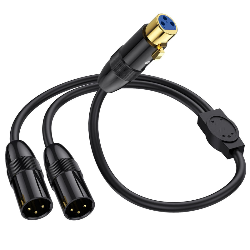 MOTONG XLR Y Splitter Cable, 1 XLR Female to 2 XLR Male XLR Cable Balanced Microphone Splitter Cord Audio Micphone Cable Adapter 0.5M/1.6FT(Female to Dual Male