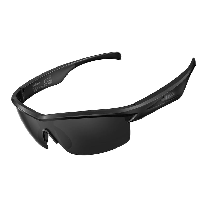 Waterproof Bluetooth Glasses for Cycling Running | UV Protection | Bluetooth Sunglasses, Smart Glasses, Polarized Lenses,Bluetooth Glasses for Women&Men, Long Battery Life, USB C Fast Charging Black Medium