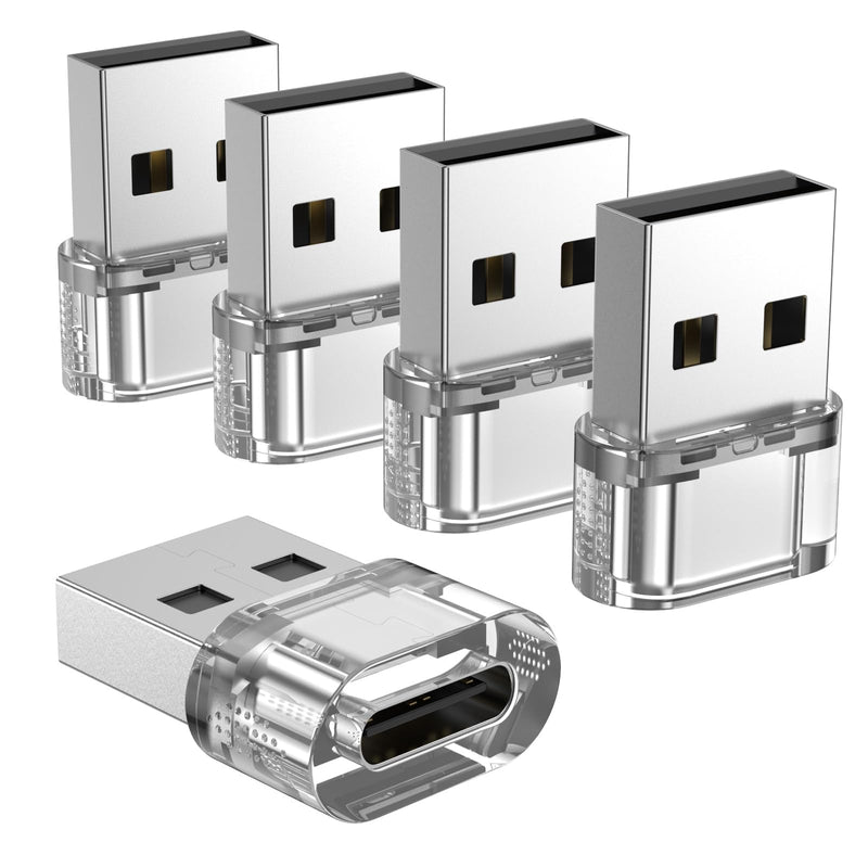 [AUSTRALIA] - USB to USB Clear Adapter 5 Pack,USB C Female to A Male Charger Converter Compatible with Apple Watch Ultra iWatch 8 7,iPhone15 14 13 Pro Max Plus,iPad 9 10 Air 5 Mini 6,Car Ect. 5 pack-Clear 