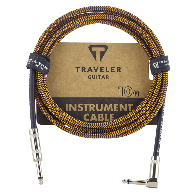 Traveler Guitar 10ft. Instrument Cable, Braided, Straight/Angled - Black/Rust Black / Rust