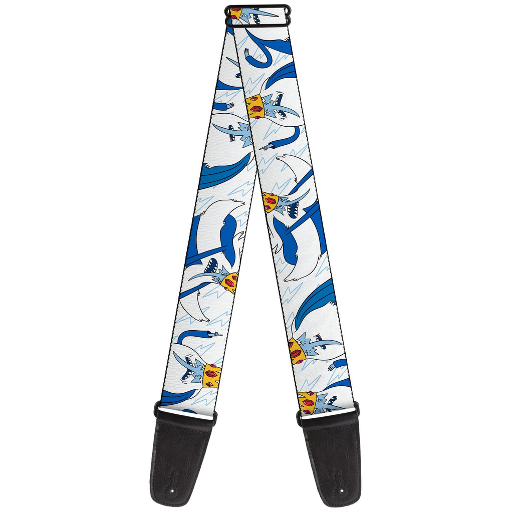 Buckle-Down Cartoon Network Guitar Strap, Adventure Time Ice King Poses and Bolts White Blue, 2 Inches Wide