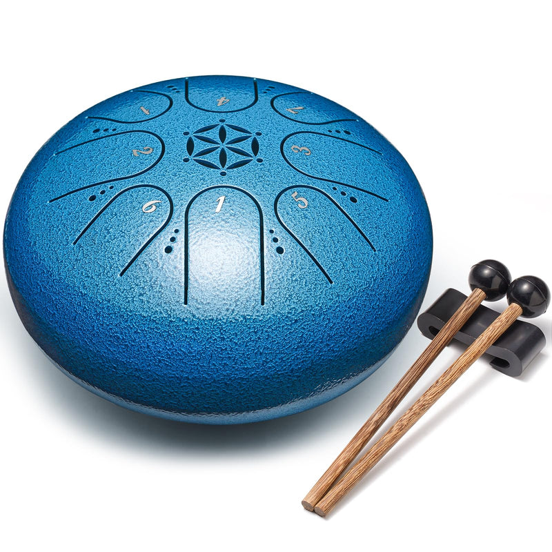 Steel Tongue Drum Percussion: 6 Inch 8 Notes Musical Instruments, Music Gifts for Family Friends (Seablue) Seablue