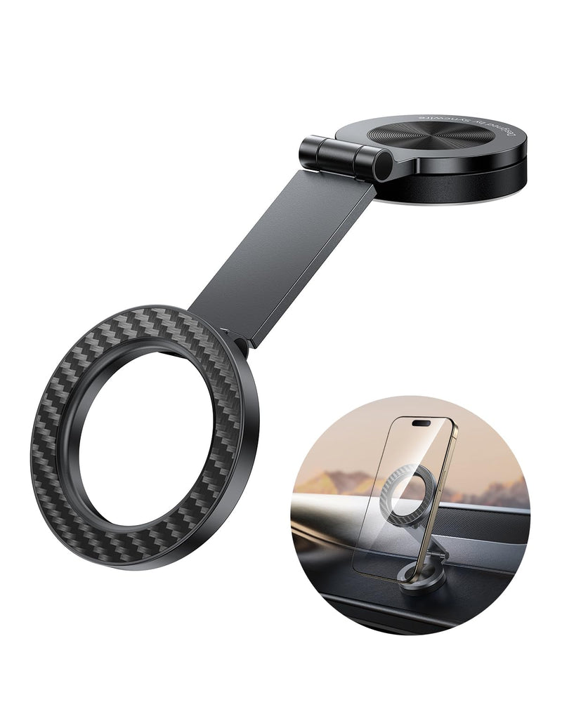 SYNCWIRE for MagSafe Car Mount 【360° Rotation】 Magnetic Phone Holder for Car, Adjustable Metal Arm, Car Magnet Phone Mount for Dashboard, Car Accessories Fit iPhone 17 16 15 14 13 Pro Max &All Phones Carbon Fiber