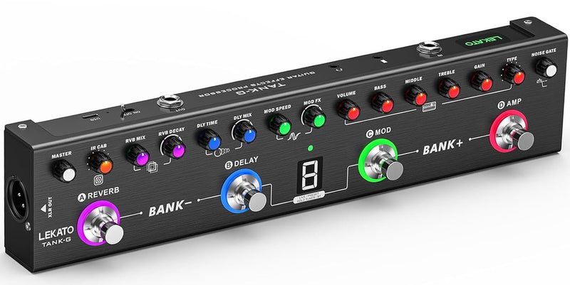 [AUSTRALIA] - LEKATO Multi Effects Guitar Pedal, Guitar Effects Pedal with 36 Presets, Editable 4 Modules, Amp, Chorus, Delay, Reverb, IR CAB, Tuner, BT Connection, Music Recording For Electric Guitar 