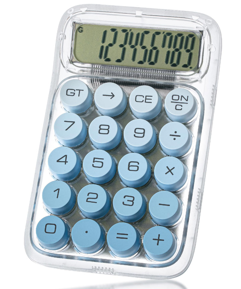 [AUSTRALIA] - Mr. Pen- Mechanical Switch Calculator, 10 Digits, Blue Calculator, Transparent Body, Large LCD Display, Big Buttons Mechanical Calculator Desktop Calculator, Cute Calculator, Aesthetic Calculator 