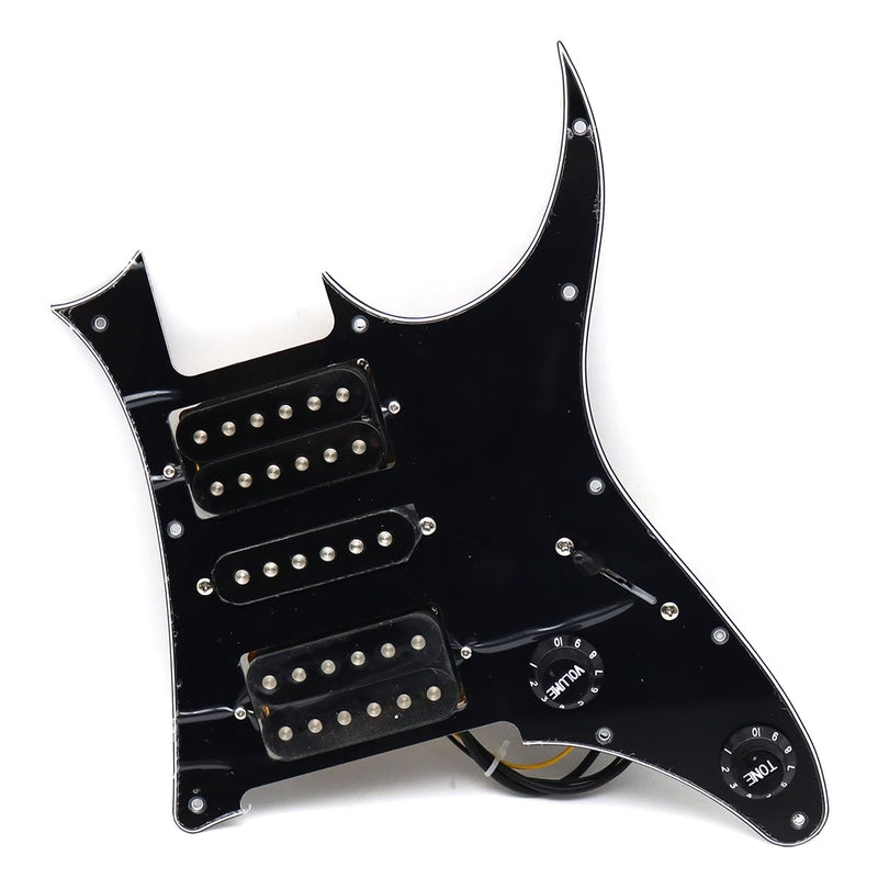 [AUSTRALIA] - 3-Ply Prewired Loaded HSH Guitar Pickups Pickguard for Ibanez Electric Guitar Replacement (Black) Black 