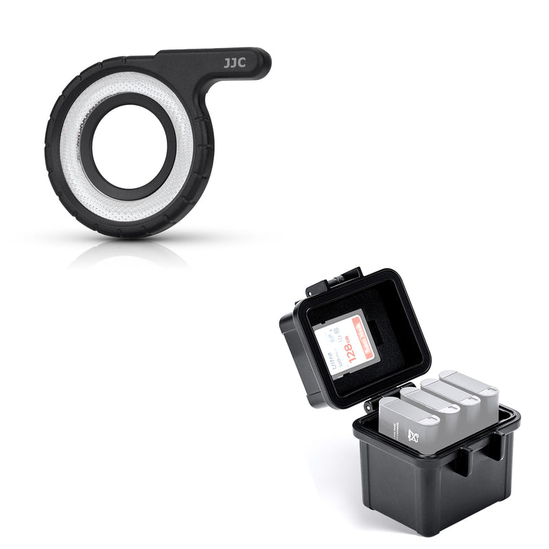 JJC LED Light Guide Ring with LI-90B LI-92B Battery Memory Card Case for Olympus Tough TG 7 TG6 TG5 TG4 TG3 TG2 TG1