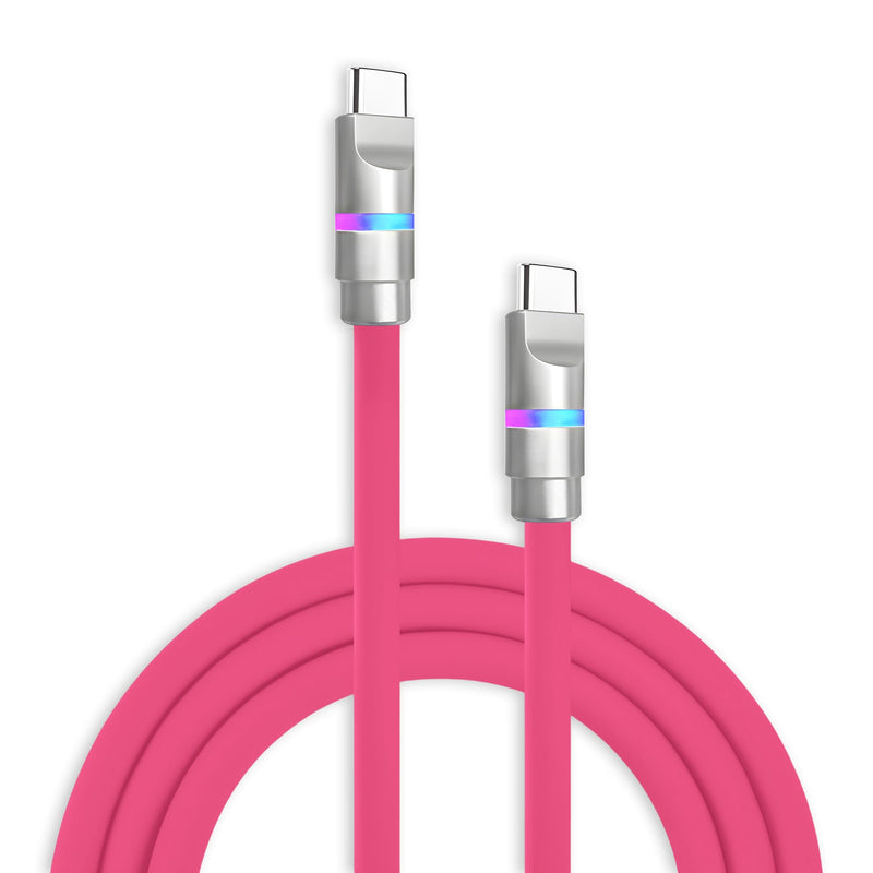 chubbycable 100W USB C to C Charge Cable with LED Light, Rose Red, 16.4 FT | 45,000+ Bend Tested, 480Mbps Data Transfer, E-Marker Safety Chip, 6mm Extra Thick, Tangle-Free Design 16.4ft (5m) Type C-Type C