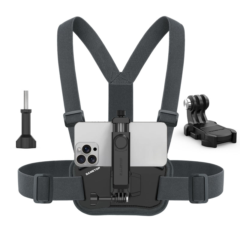 Phone Chest Mount Harness Holder Cell Phone Strap for iPhone | for Samsung Mobile Phones, Vertical Recording Filming, for GoPro DJI Osmo Action Cameras, POV/VLOG