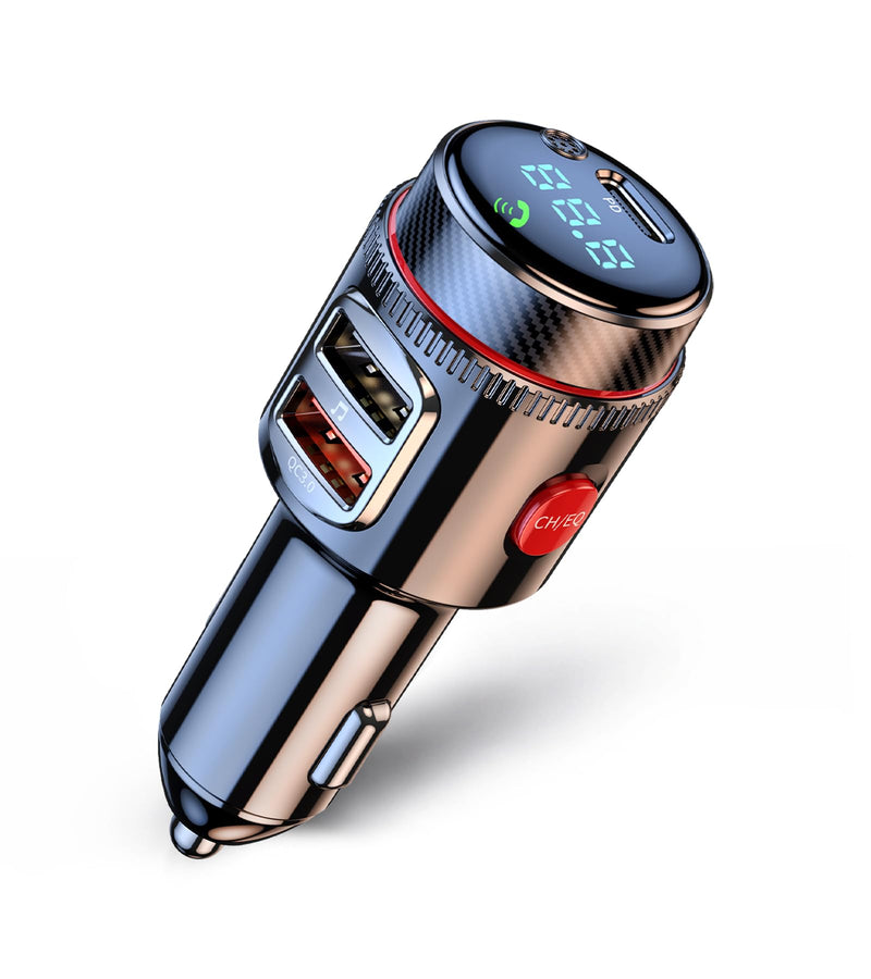 [AUSTRALIA] - LIHAN Bluetooth 5.4 Car FM Transmitter, Wireless AUX Adapter with USB-C PD 30W & QC3.0 18W Dual Fast Charging, HiFi Bass EQ, CVC Hands-Free Calls, Siri/Google Assistant, 12V/24V Cars/Trucks/Vans 