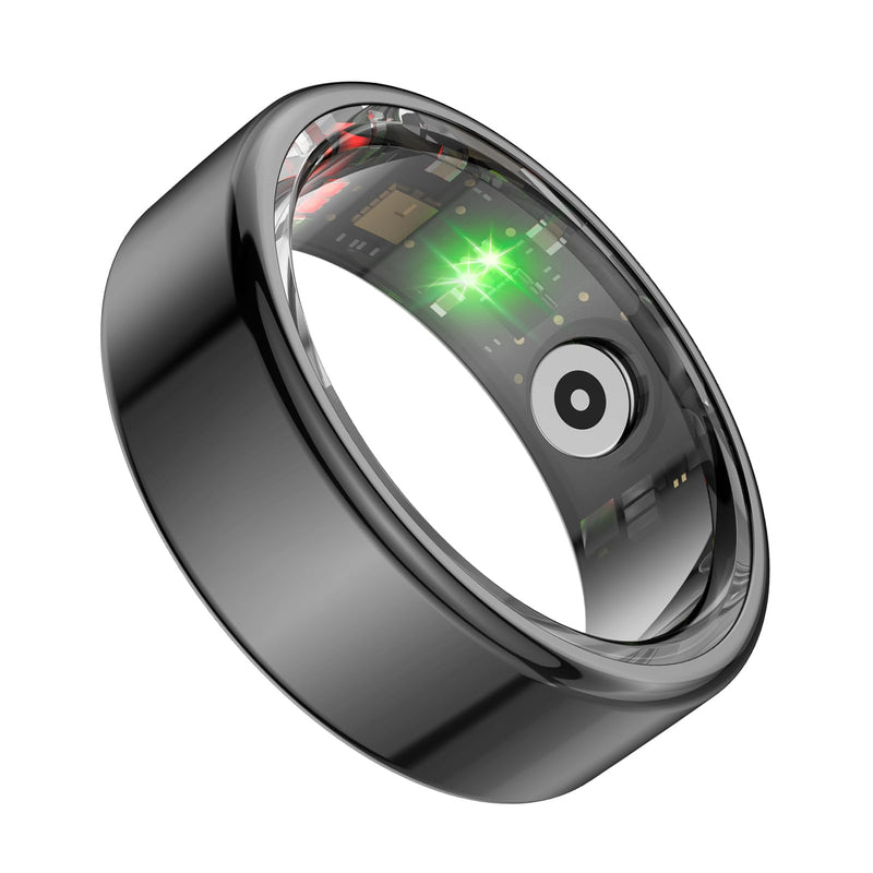 ASHATA Smart Ring Fitness, IP68 Wearable NFC Sleep Tracking Body Temperature Monitor Pedometer Ebook Page Turning Music Control (8), Tarnish