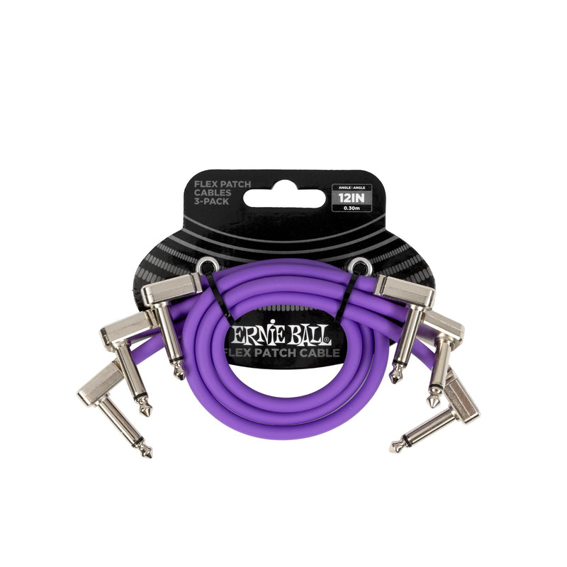 Ernie Ball Flex Patch Cable 12in - Purple - 3 Pack 12 Inch 3-Pack