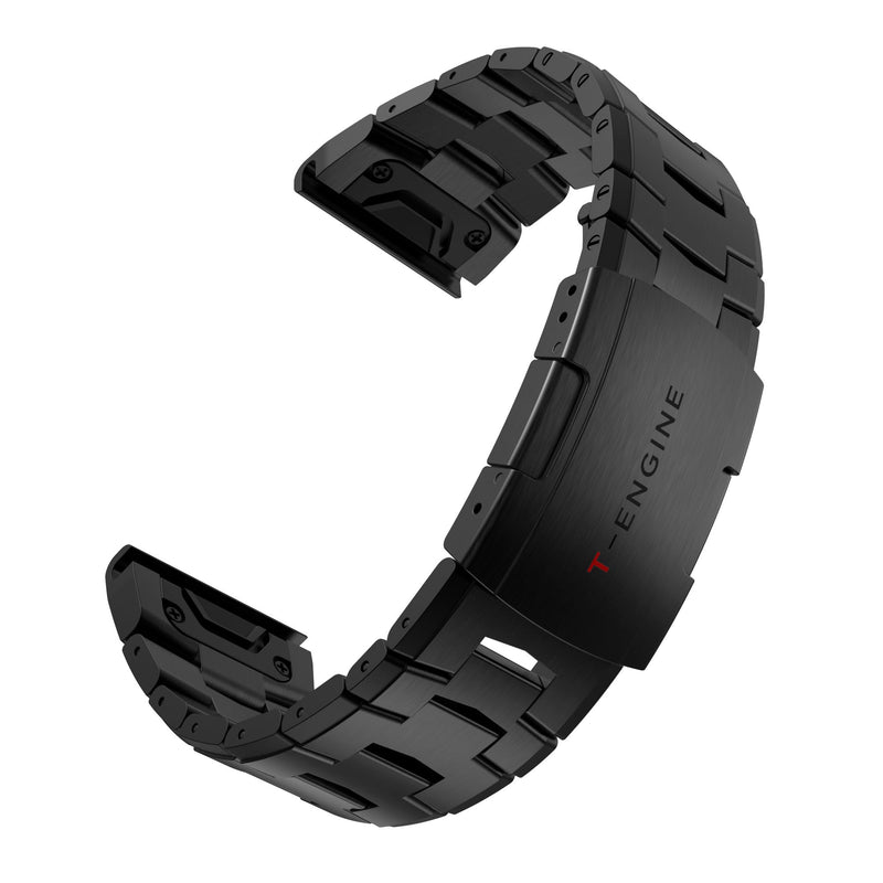 Titanium Steel Watch Band Compatible with Fenix 7X/6X/5X Plus, 26mm Titanium Metal Quick Release Easy Fit Watch Strap Compatible for Garmin Fenix 7X Pro/6X Pro/5X Plus/Enduro 2/tactix 7 Bands, Black