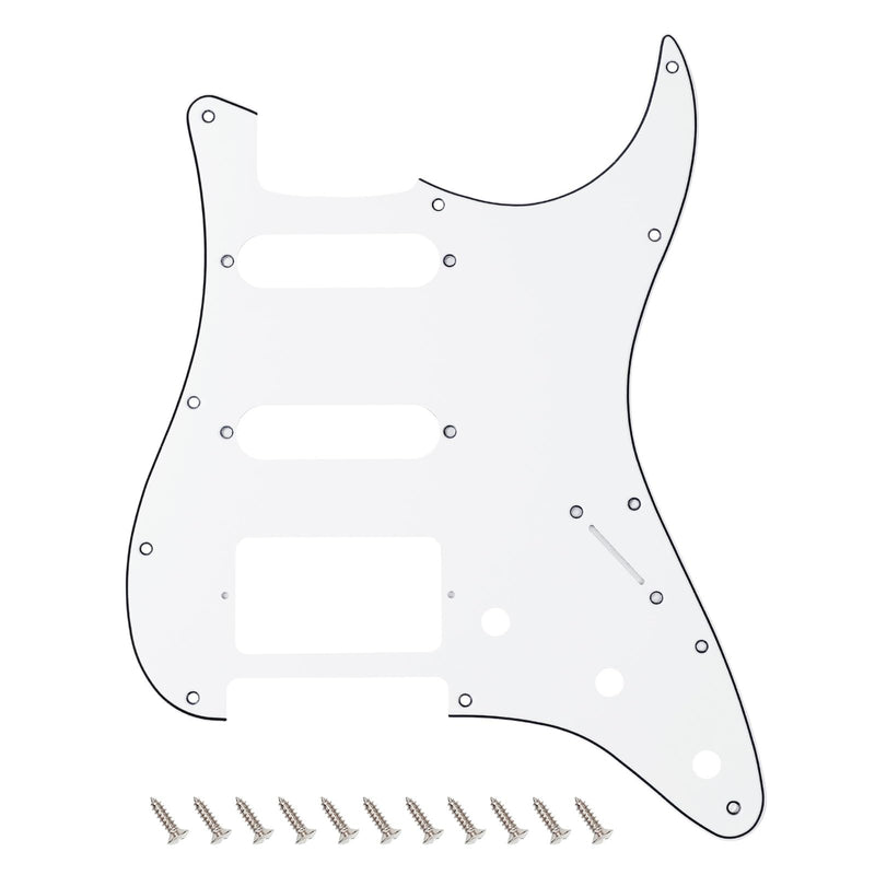 Banworks 3 Ply Strat HSS Pickguard 11-Hole Electric Guitar Pickguard SSH Scratch Plate for USA/Mexican Fender Modern Style Standard Stratocaster ST JT/HB-02 White White/Black/White