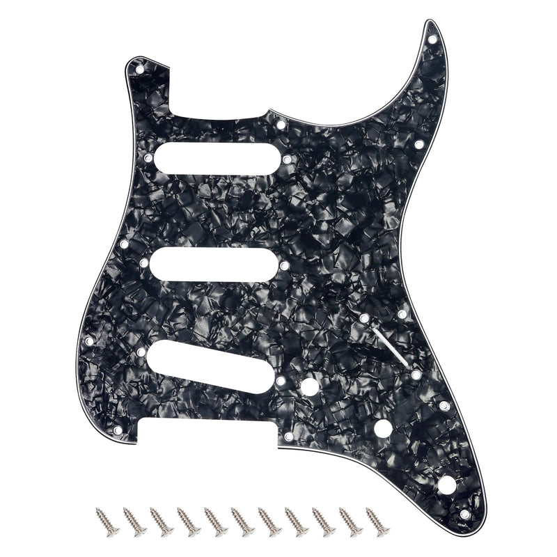 [AUSTRALIA] - Banworks 4 Ply Strat SSS Pickguard 11-Hole Electric Guitar Pickguard Scratch Plate for USA/Mexican Fender Modern Style Standard Stratocaster ST JT/HB-01 Black Pearl 