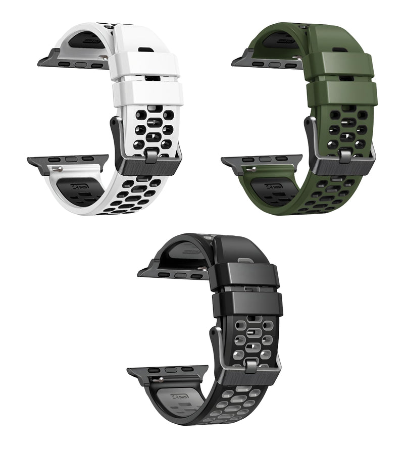 Sport Band for Apple Watch Ultra 2 49mm 45mm 44mm 42mm Breathable Rubber Strap for iWatch SE 1 2 Series 4 5 6 7 8 9 for men women Combo_1