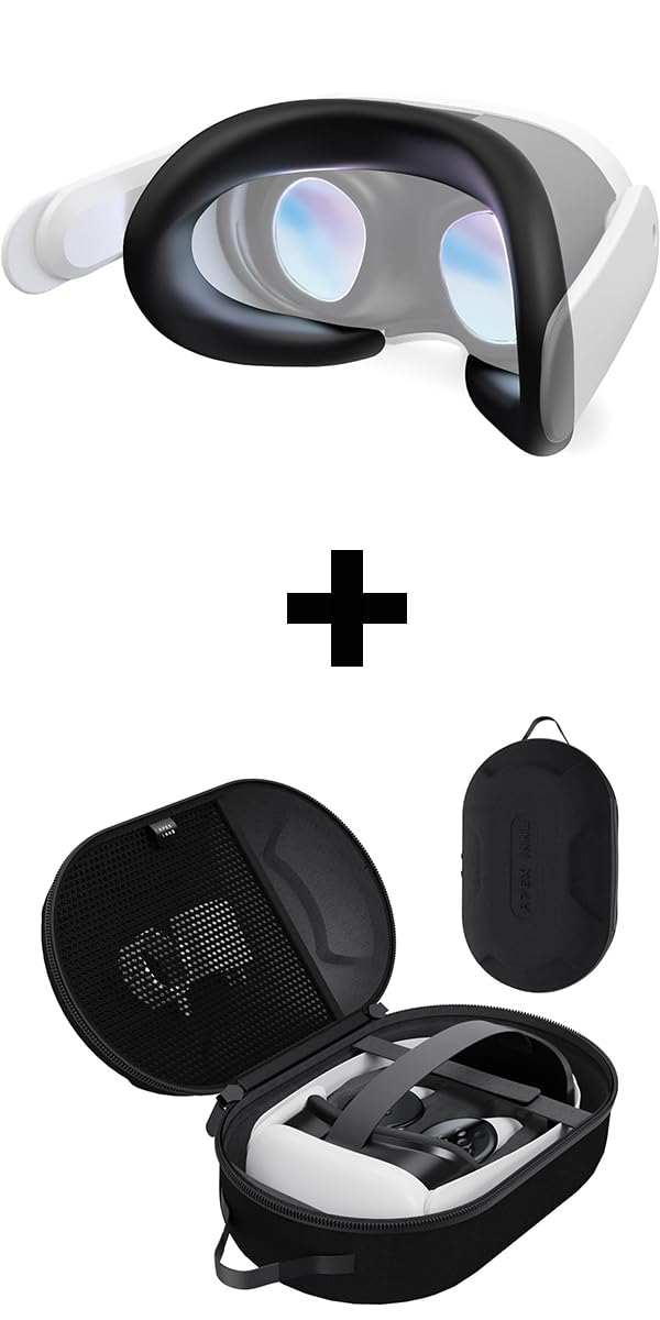 APEXINNO Silicone Face Pad, Compatible with Meta/Oculus Quest 3 Accessories, Hard Shell Protective Storage case, Compatible with Meta Oculus Quest 2/3 Devices
