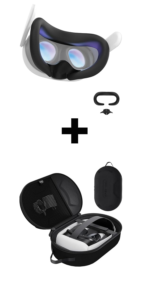 APEXINNO Silicone Face Pad Cover and Anti-Leakage Nose Pad with Meta/Oculus Quest 3 Accessories and Meta Quest 3/2 Case