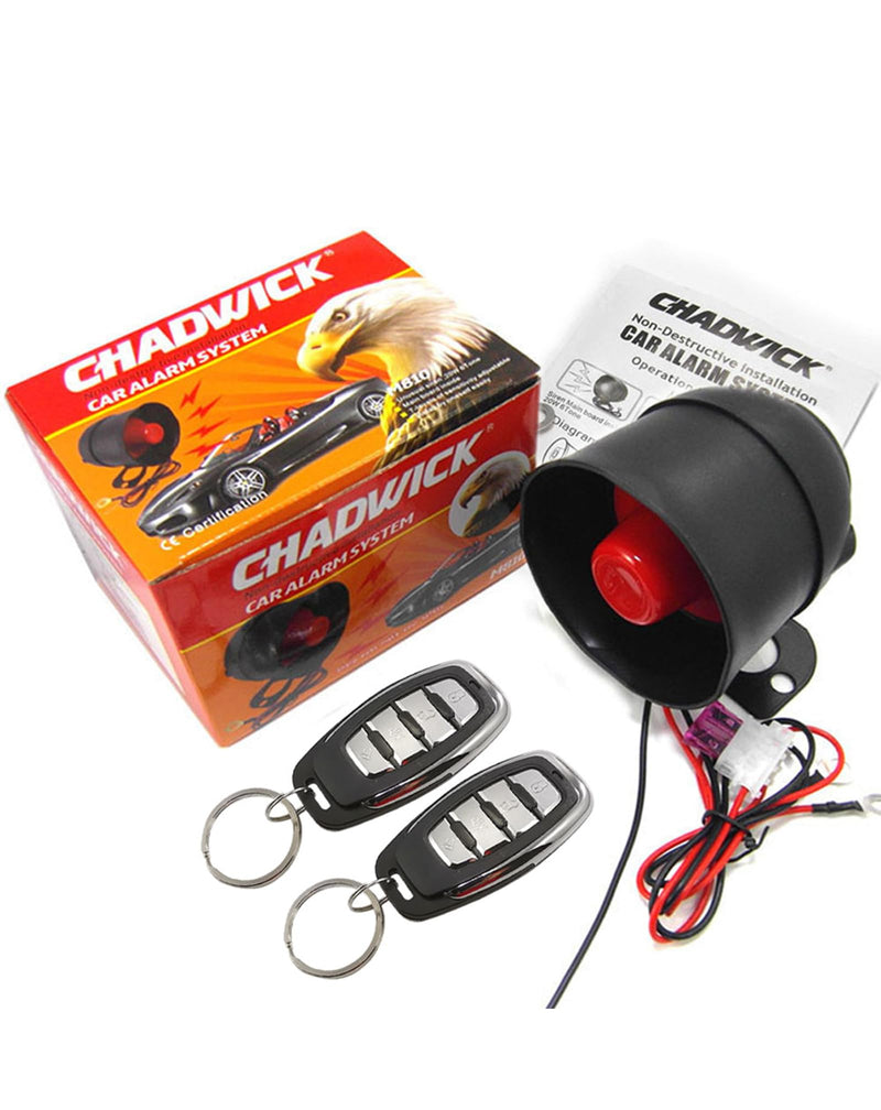 CHADWICK 12V Car Security Alarm with 2 Remote Controls, M810-8152 | Remote arming, disarming and vehicle search pair with seven sensitivity levels in this wired 12V alarm kit CW-8152