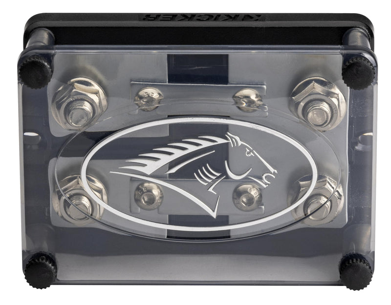 Kicker 50HPFD2 Warhorse 2-Output Fused Distribution Block | Dual amp power feeds, built-in circuit protection, clean amplifier wiring