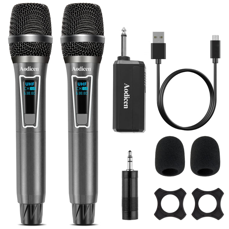 Wireless Karaoke Microphone - Plug & Play Handheld Mic System with Receiver for Smart TV, Singing, Parties (Black, 2 Mic) Black