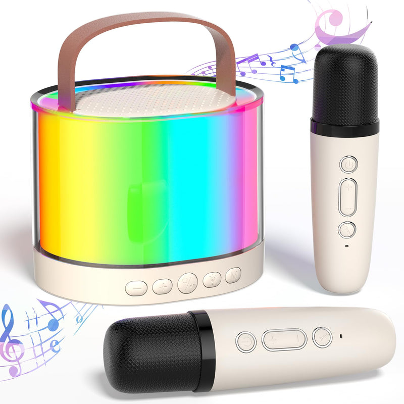 [AUSTRALIA] - Mini Karaoke Machine for Kids Portable Bluetooth 5.3 Speaker Led Lights with 2 Wireless Microphones Karaoke Gifts for Girls Boys Audlt Birthday Christmas Indoor Outdoor Home Party 