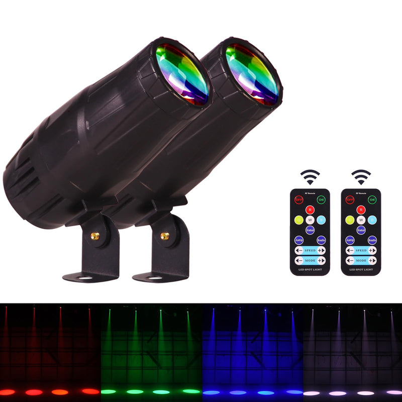 LED Pinspot Light 2 Pack,Stage Spotlight Mini 15W RGBW Disco Ball Spot Lights 4 in 1 Stage Lighting Mirror Ball Light with Remote Control for DJ Disco Party Bar Club Wedding (Spotlight)