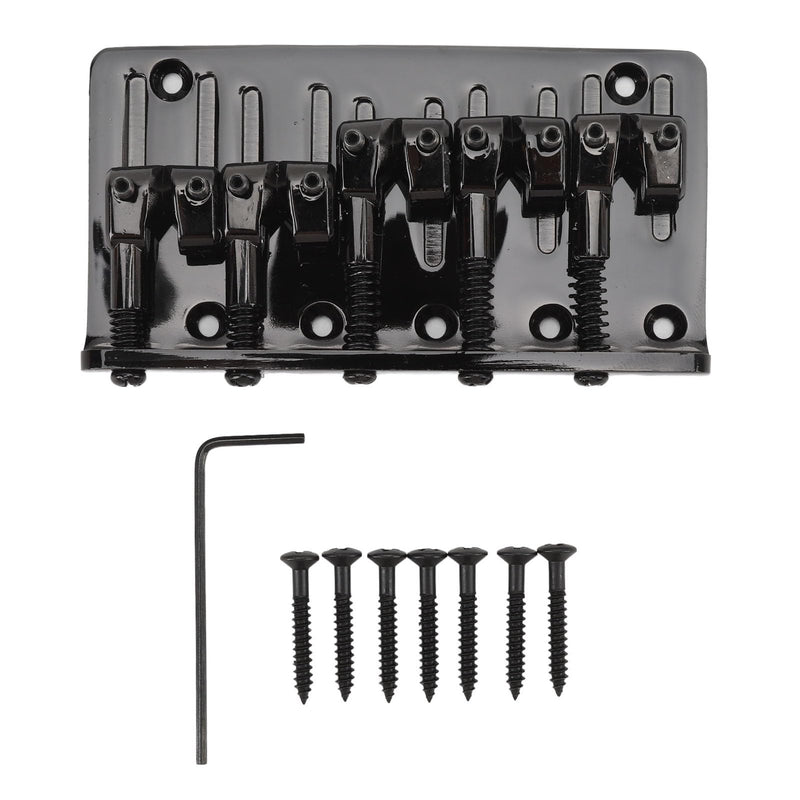 Eujgoov 5 String Bass Bridge, Hardtail Saddle Bridge Adjustable Saddle for Bass Guitars Replacement (Black) Black