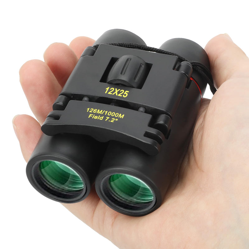 12x25 Small Binoculars for Adults and Kids, Compact Lightweight with BAK4 Prism, Easy Focus Wide View for Bird Watching, Travel, Sightseeing, Concert, Theater, Sports 12x25