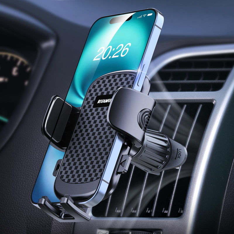 [2026 NEW] Car Phone Holder for Vertical/Horizontal Vent【Upgraded Metal Hook Clip】【Wider Clamp&Fit Thicker Case】Universal Cellphone Stand Car Mount Cradle for iPhone 17 Pro Max 16 15 14 13 Air Android