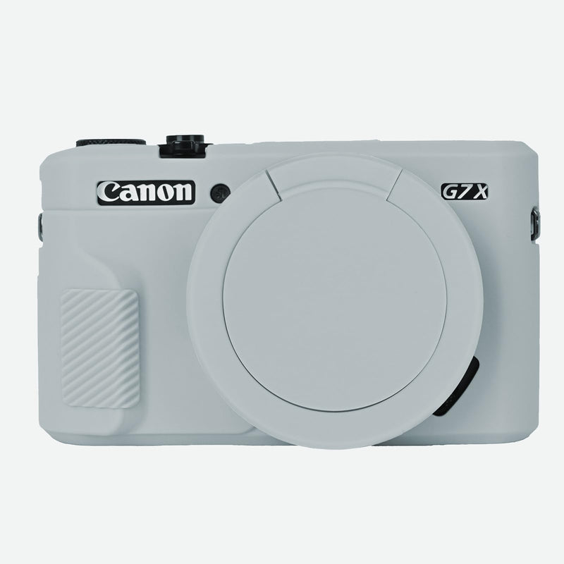 [AUSTRALIA] - G7X Mark II Case, Protective Case for Canon Powershot G7X Mark II Digital Camera, Removable Lens Cover Silicone Sleeve Soft Camera Cover Rubber Protective Body Skin-Light Grey Light Grey with lens cover 