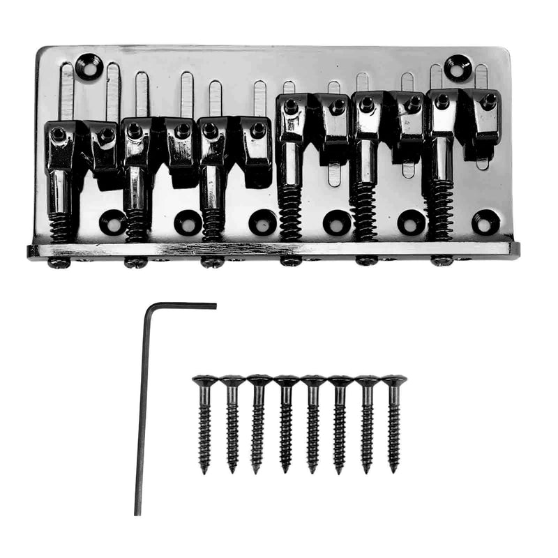 6 String Bass Bridge Hardtail Top Load Adjustable Saddles Zinc Alloy Replacement for Precision Bass Guitar Fixed Bridge Assembly Black
