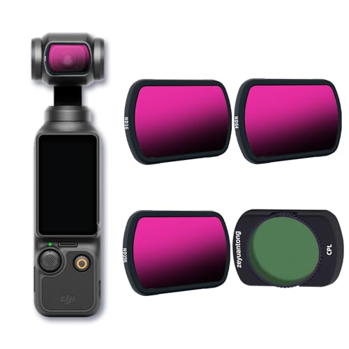 Magnetic Lens Filter Kit Compatible with DJI OSMO Pocket 3,4 Pack CPL ND16 ND64 ND256,Ultra Slim Frame & HD Optical Glass CPL+ND16/64/256