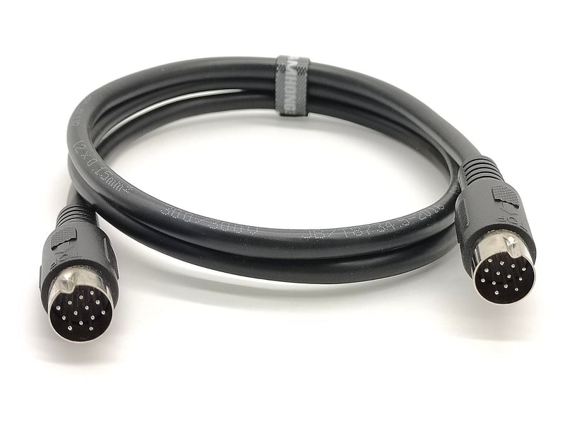 Straight 13-Pin MIDI Cable DIN Extended Cable 1 Meter for Car Cameras (Male to Male) Male to Male