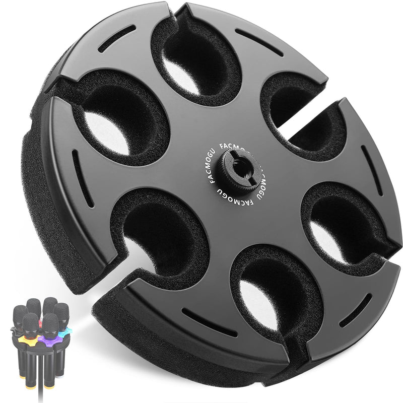 [AUSTRALIA] - Facmogu Multi Microphone Holder, Aluminum Multi Mic Holder Holds Up to 6 Mics for Organizer & Display, Wired and Wireless Mic Holder w/ 3/8"-16 Threaded Adapter for Stand (Holder Only) 