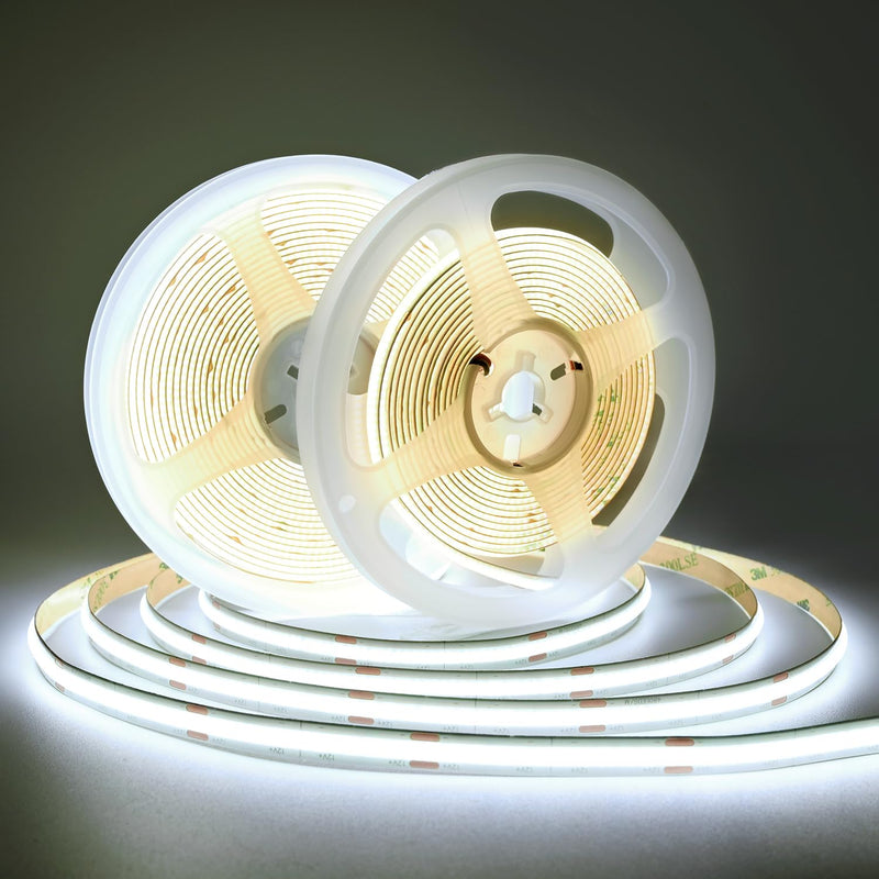 [AUSTRALIA] - COB LED Strip Lights DC 12V LED Lights Flexible Super Bright LED Strips, 9W/m 2x16.4FT Cool White 6500K CRI 90+,480LEDs/m High Density Uniform Light for Home Room Decor 2Pack Cool White 6500K DC12V 