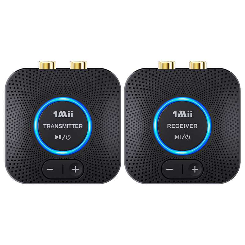 1Mii 2.4GHz Wireless Audio Transmitter Receiver Set for TV, 260Ft/80M Long Range 25ms Low Latency with AUX RCA in/Out,Wireless Audio Adapter for TV PC Powered Speaker Amplifier Soundbar