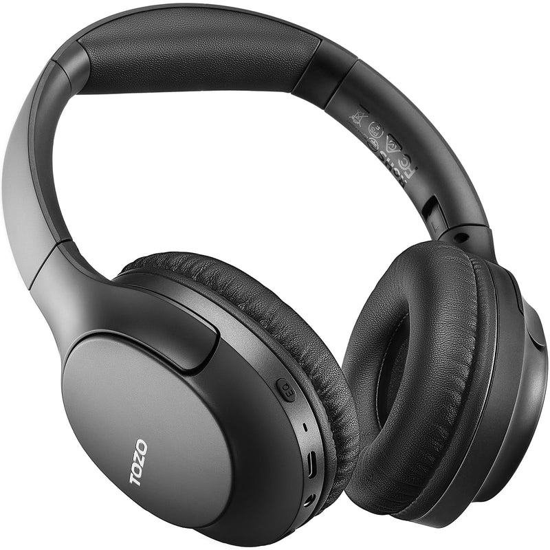 [AUSTRALIA] - TOZO Bluetooth 5.4 Over Ear Headphones, ENC Call Noise Cancelling Mic, Foldable Wireless Headset, 70H Playback, Deep Bass Stereo Sound, Customizable EQ via Button & App, for Travel and Home, Upgraded Black 