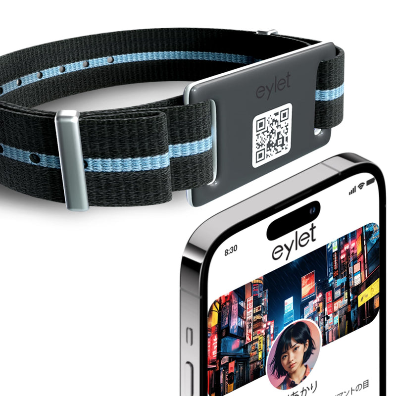 NFC Digital Business Card Wristband v3 - Tap or QR Share, No Subscription, Dual-Color Band (Black & Blue)