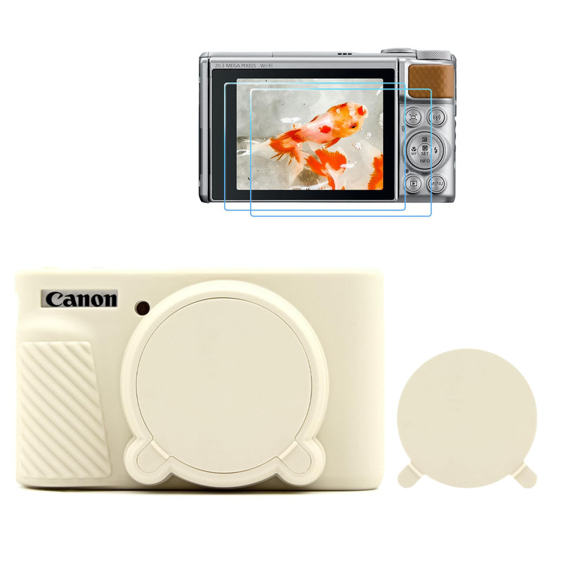 SX730 SX740 Camera Case & LCD Screen Protector Accessories Kit, Soft Silicone Case for Canon PowerShot SX740/SX730 HS Camera, Body Cover for SX740 SX730 with Lens Cap - White