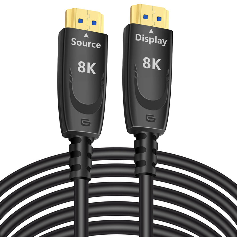 DTECH 8K Fiber Optic HDMI Cable 50ft 2.1 eARC 48Gbps 4K 120Hz 8K 60Hz Ultra High Speed Gaming Long HDMI Cord HDR HDCP in Wall Rated Compatible with Soundbar TV PS5 PS4 Xbox 1440p 240Hz Monitor