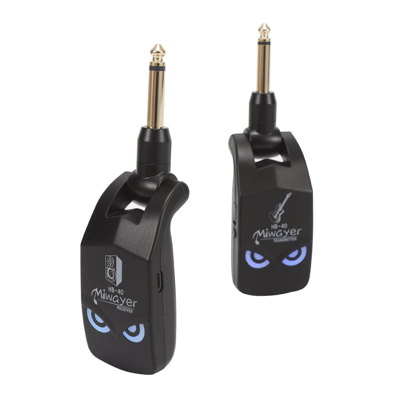 Miwayer 2.4GHz Wireless Guitar System Rechargeable Lithium Battery Audio Wireless Guitar Transmitter Receiver For Electric Guitar Bass Violin Keyboard Instruments (HB-40 Black) HB-40 Black