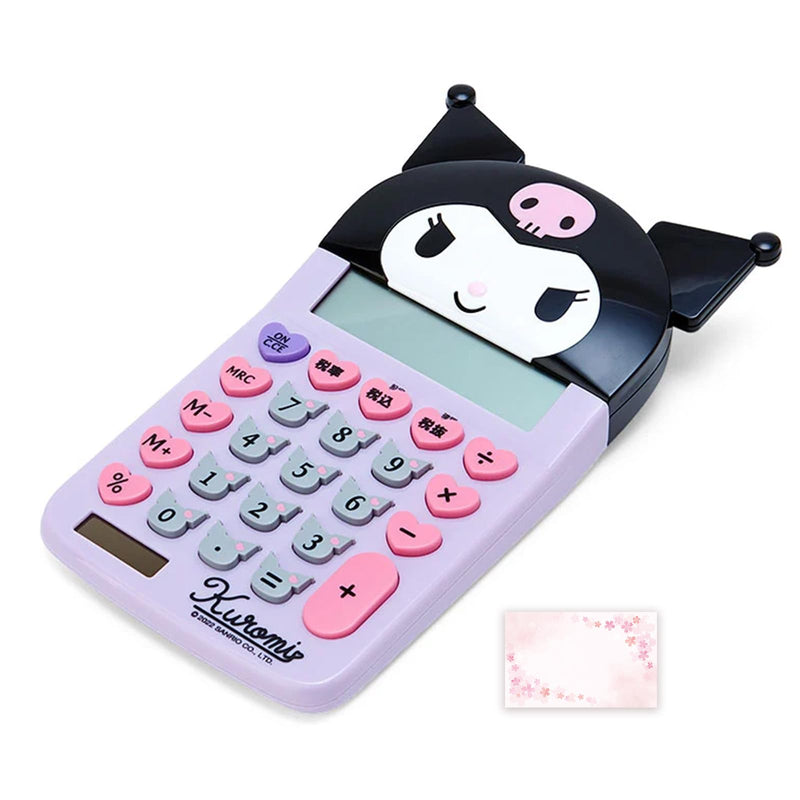 SanrioOriginal Face Shaped Calculator (Japan Import) - Includes Cherry Blossom Message Card (Kuromi) Kuromi