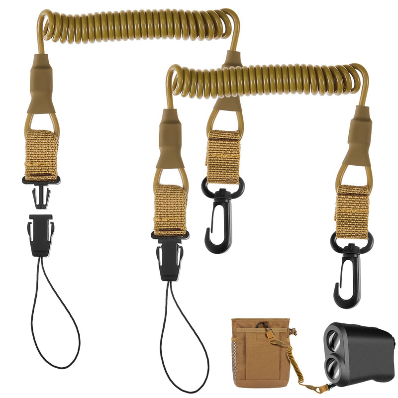 [AUSTRALIA] - Zonon 2 Pcs Rangefinder Tether Range Finder Tether Retractable Rangefinder Lanyard Coiled Equipment Lanyard for Hunting Khaki Small 