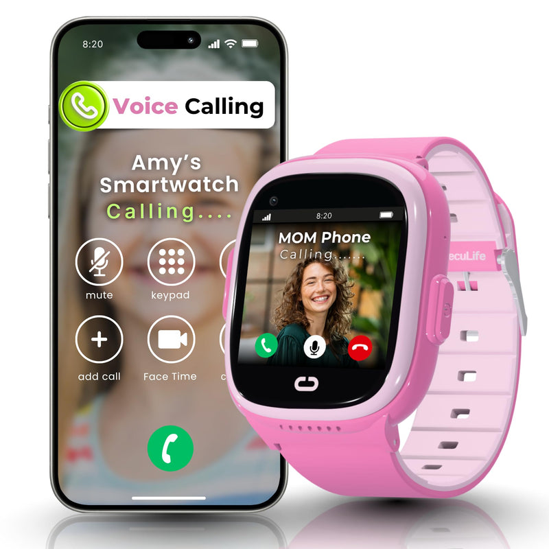 Smart Watch for Kids with GPS Tracker, Audio & Video Calling, SOS Alerts, HD Camera, Fitness Tracker, Parental Controls, Kids Smart Watch for Boys & Girls, Subscription Required (Pink)